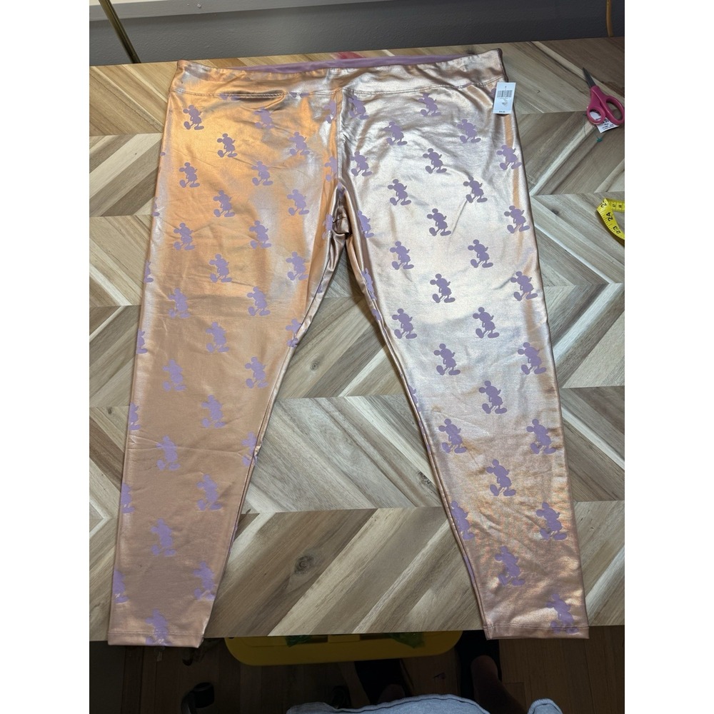 Disney World 50th Anniversary Mickey EARidescent Leggings Rose Gold WMNS 3XL NWT